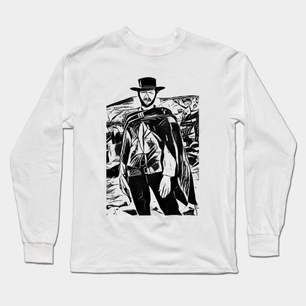 clint eastwood the quick the dead and the ugly Long Sleeve T-Shirt by RetroScribbles